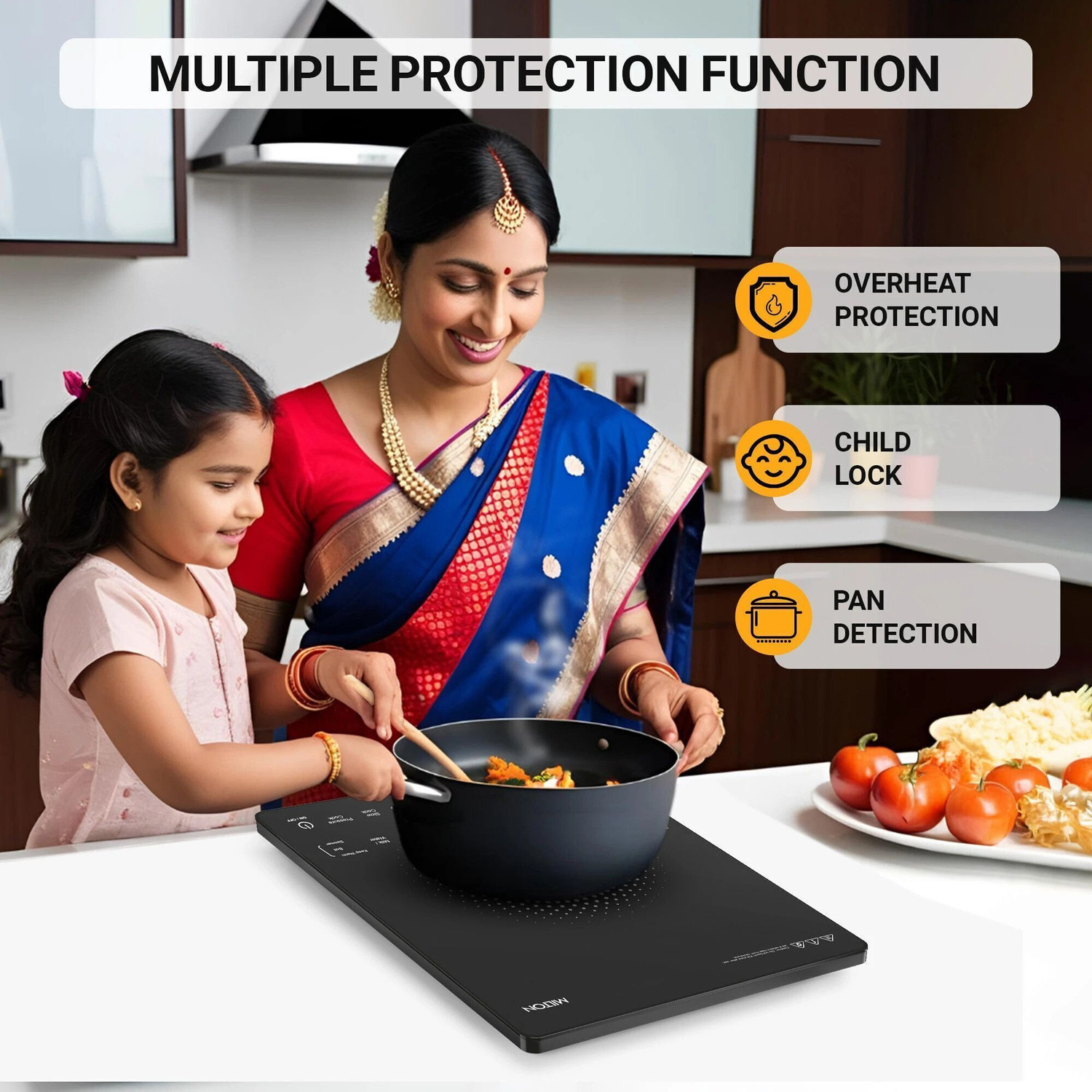 Image of MILTON 2100 W Induction Cooktop Touch Panel