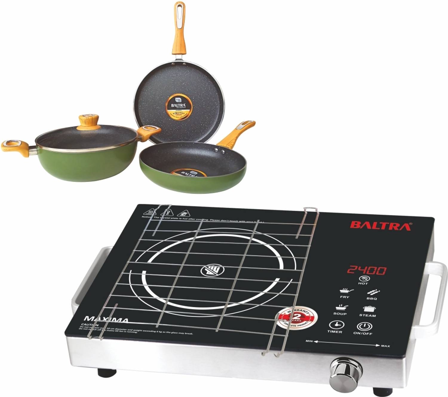 Baltra 2400 W Radiant Cooktop Touch Panel (Green, Black, BIC-164+