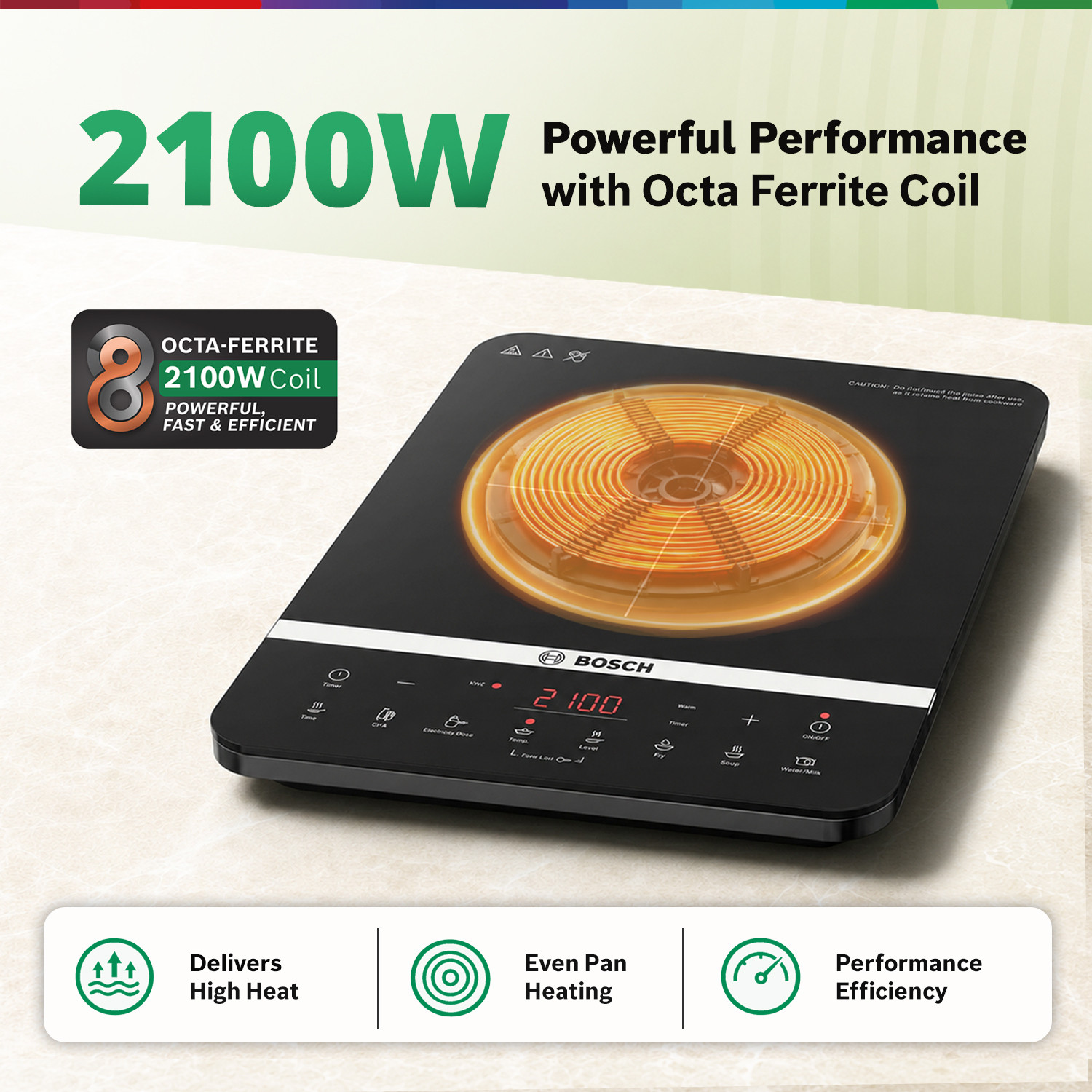 Image of BOSCH 2100 W Induction Cooktop Touch Panel