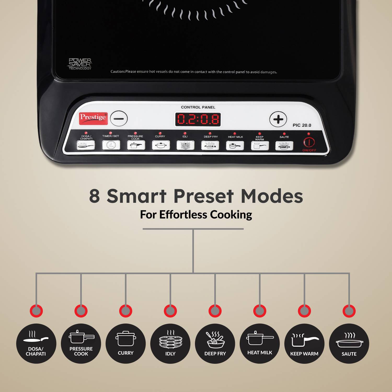 Prestige 1600 W Induction Cooktop Push Button - Image 4