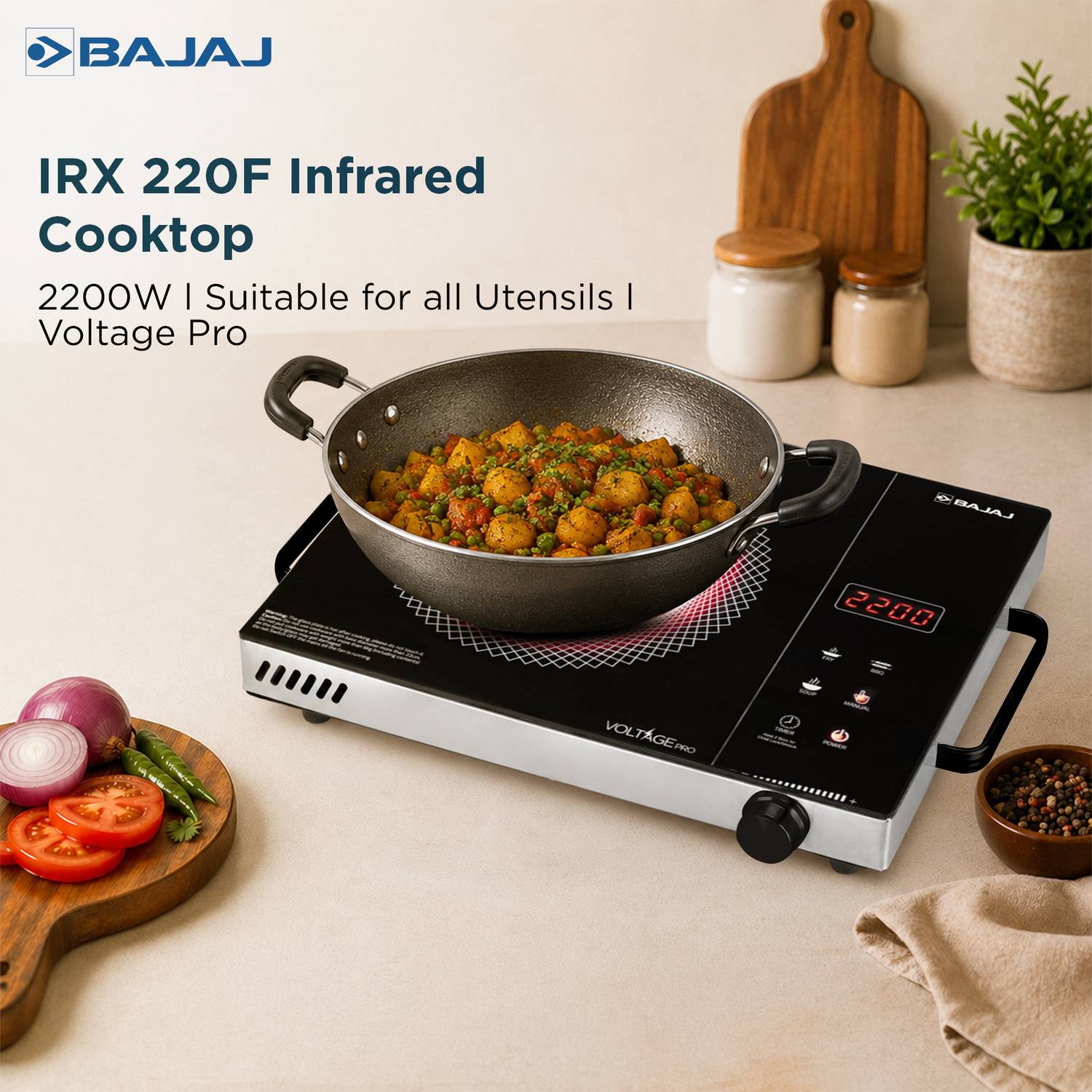 BAJAJ 2200W Radiant Cooktop Touch Panel - Image 2