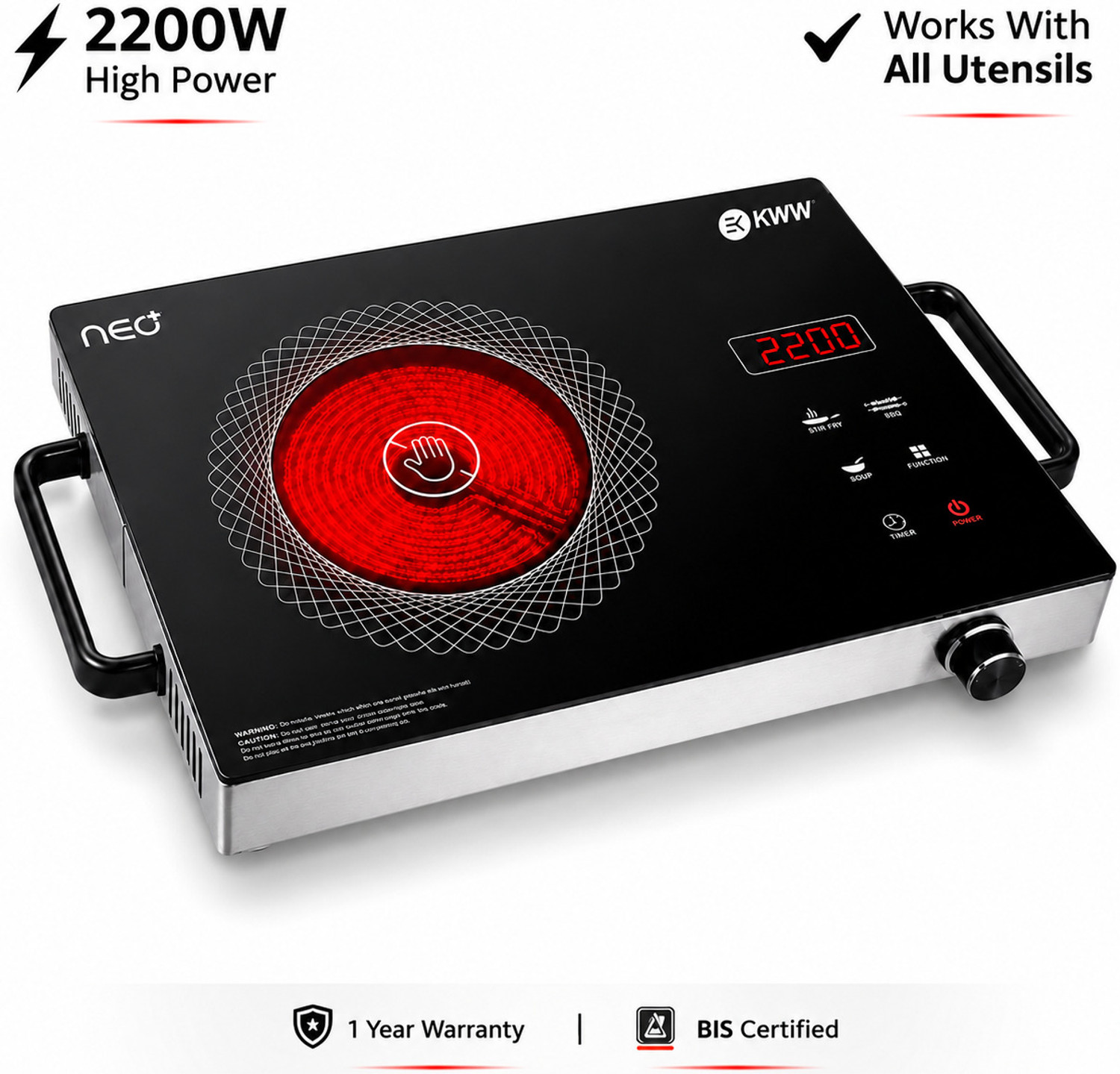Image of KWW 2200 W Infrared Cooktop Touch Panel