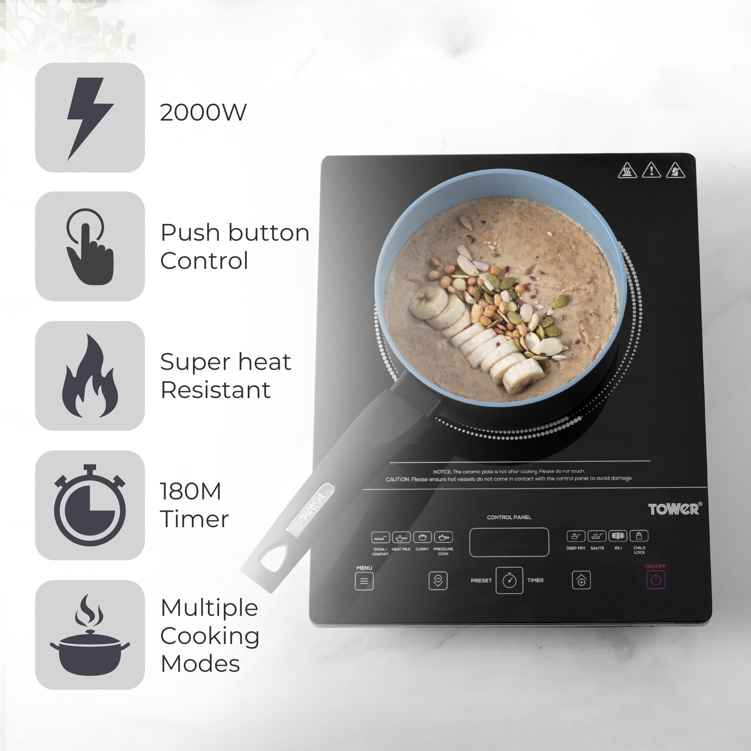 Image of Tower 2000 W Induction Cooktop Touch Panel