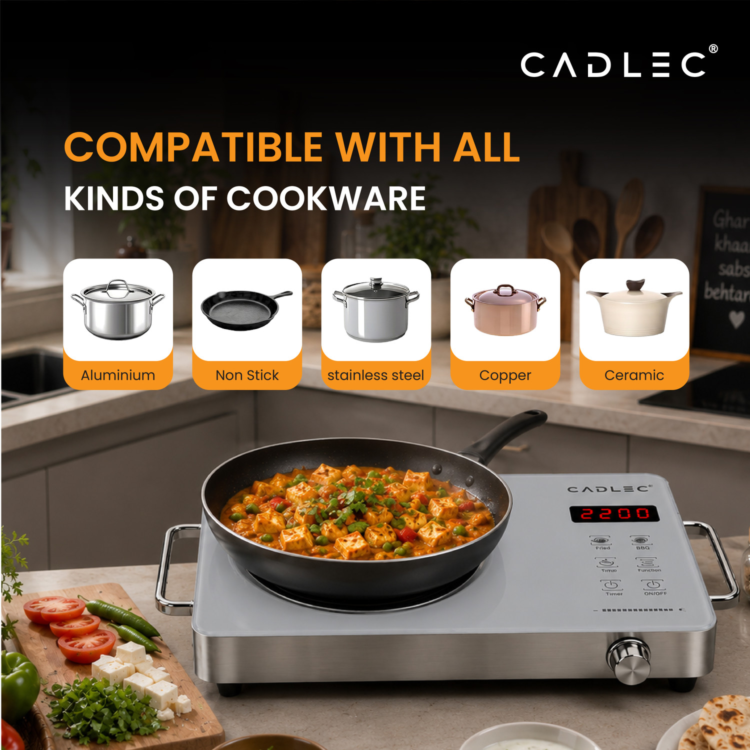Image of Cadlec 2201 W Infrared Cooktop Touch Panel