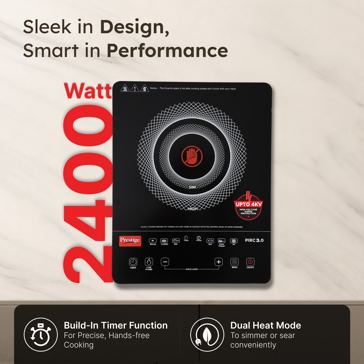 Image of Prestige 2400 W Infrared Cooktop Touch Panel