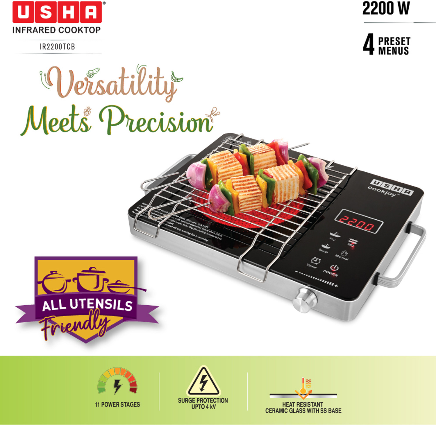 Image of USHA 2200 W Infrared Cooktop Touch Panel