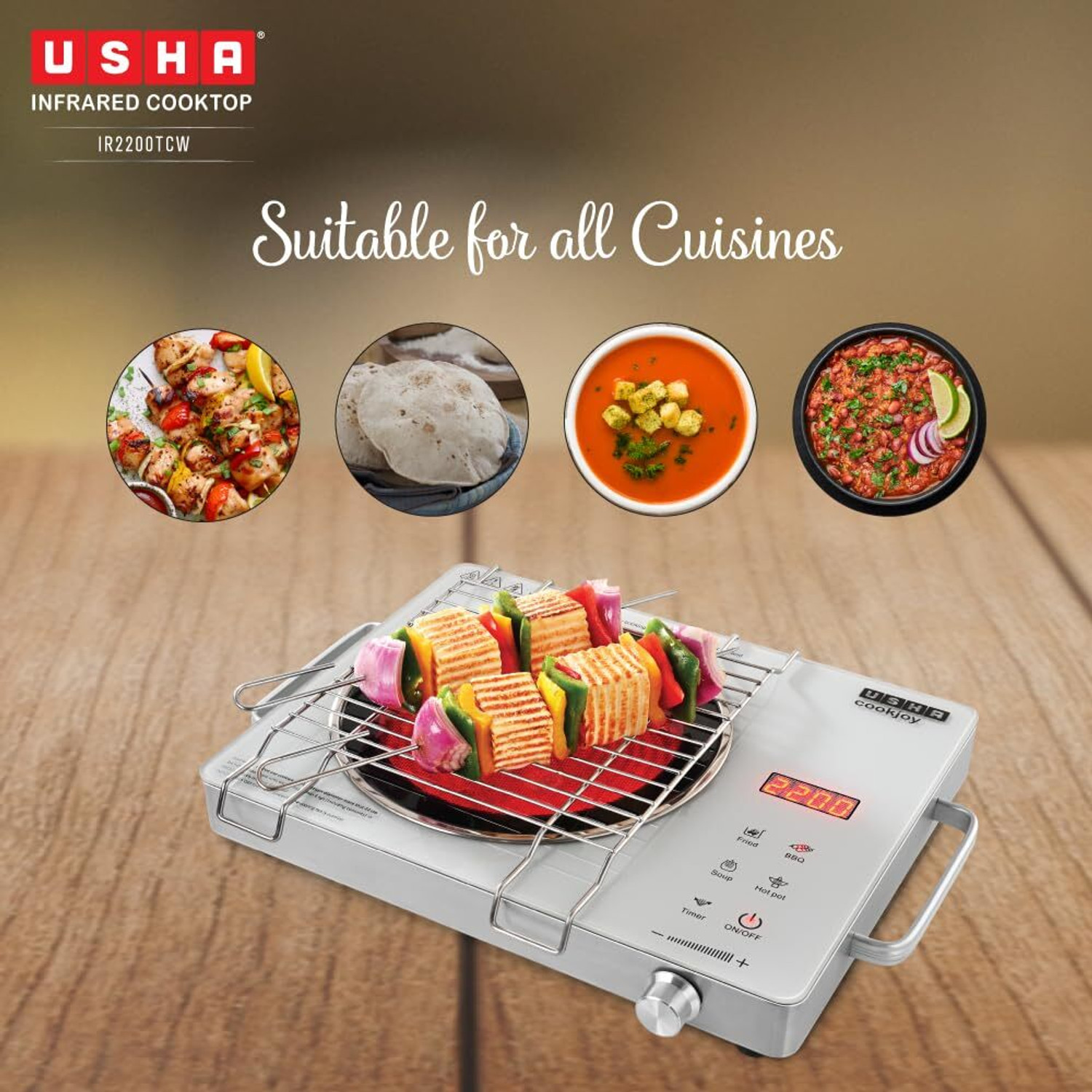 Image of USHA 2200 W Infrared Cooktop Touch Panel
