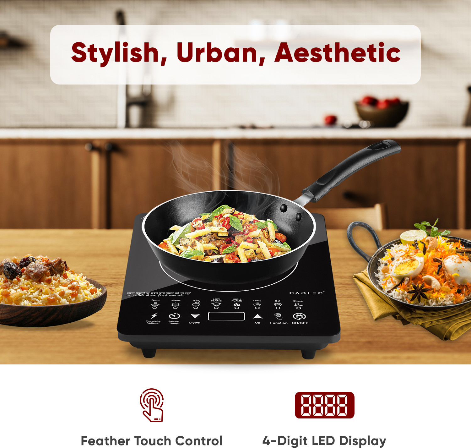 Image of Cadlec 1998 W Induction Cooktop Touch Panel (Black, CookElite)