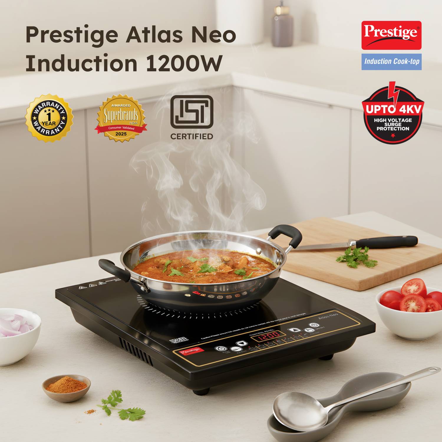 Prestige 1200W Induction Cooktop Black - Image 2