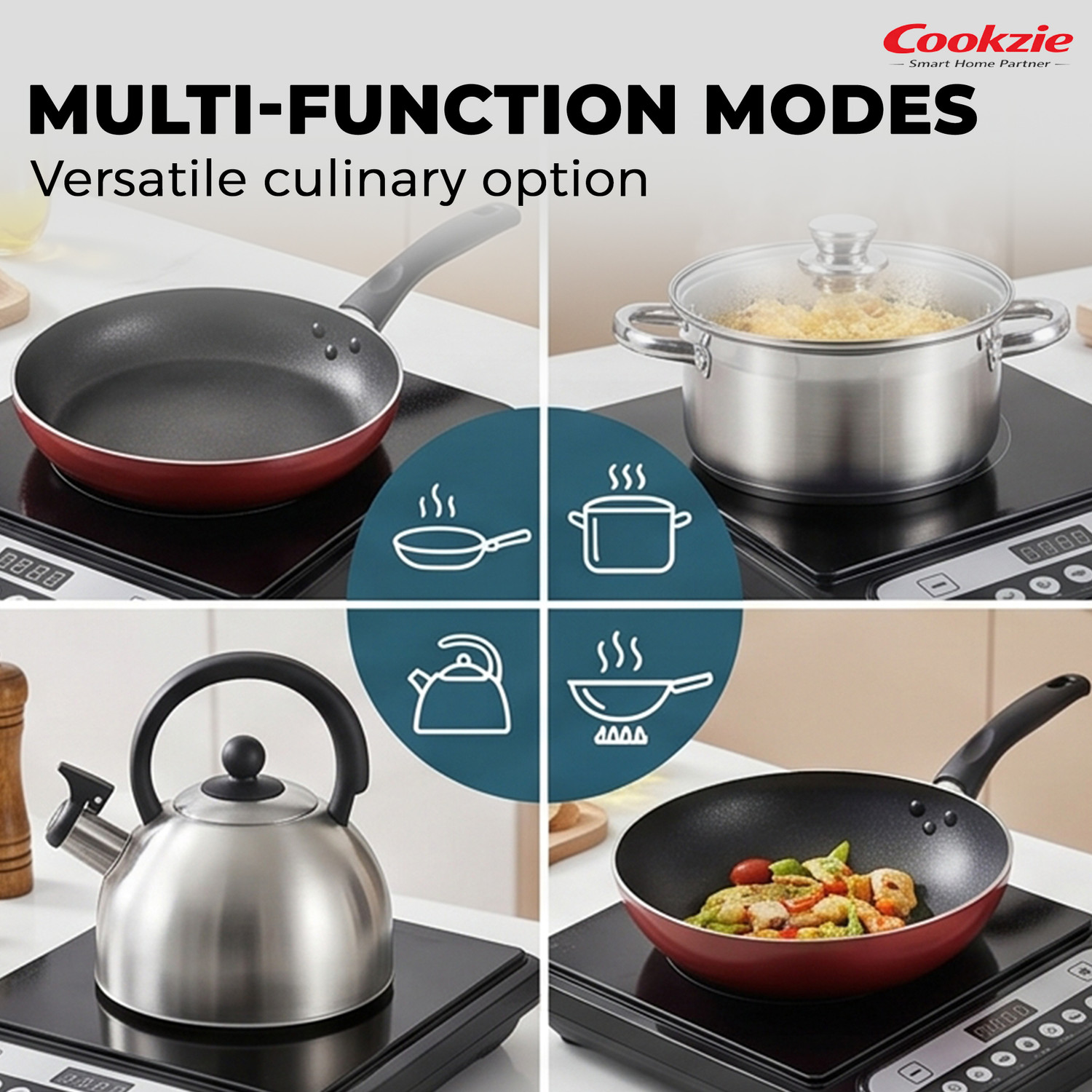 Image of Cookzie 1800 W Induction Cooktop Push Button
