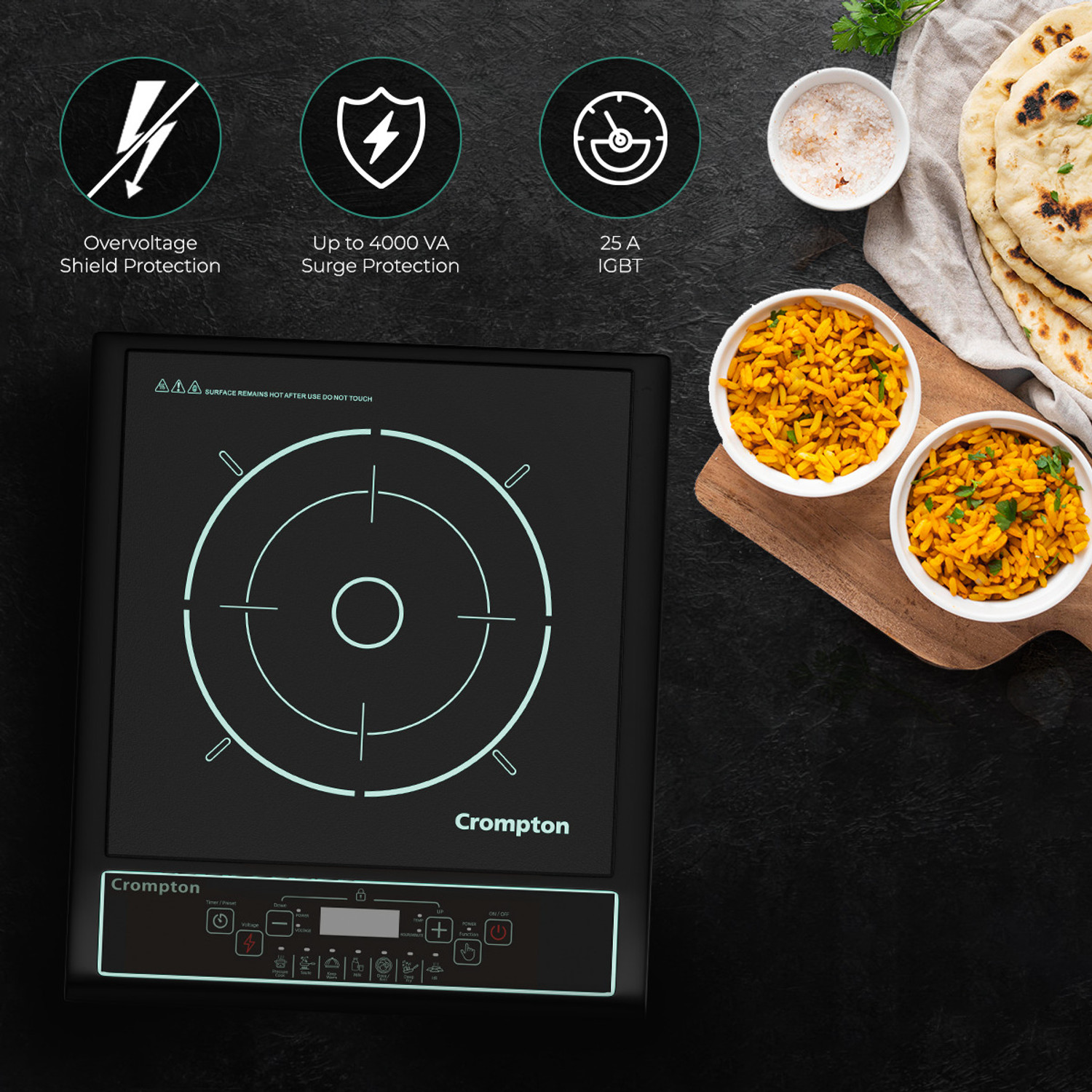 Image of Crompton 1200 W Induction Cooktop Push Button