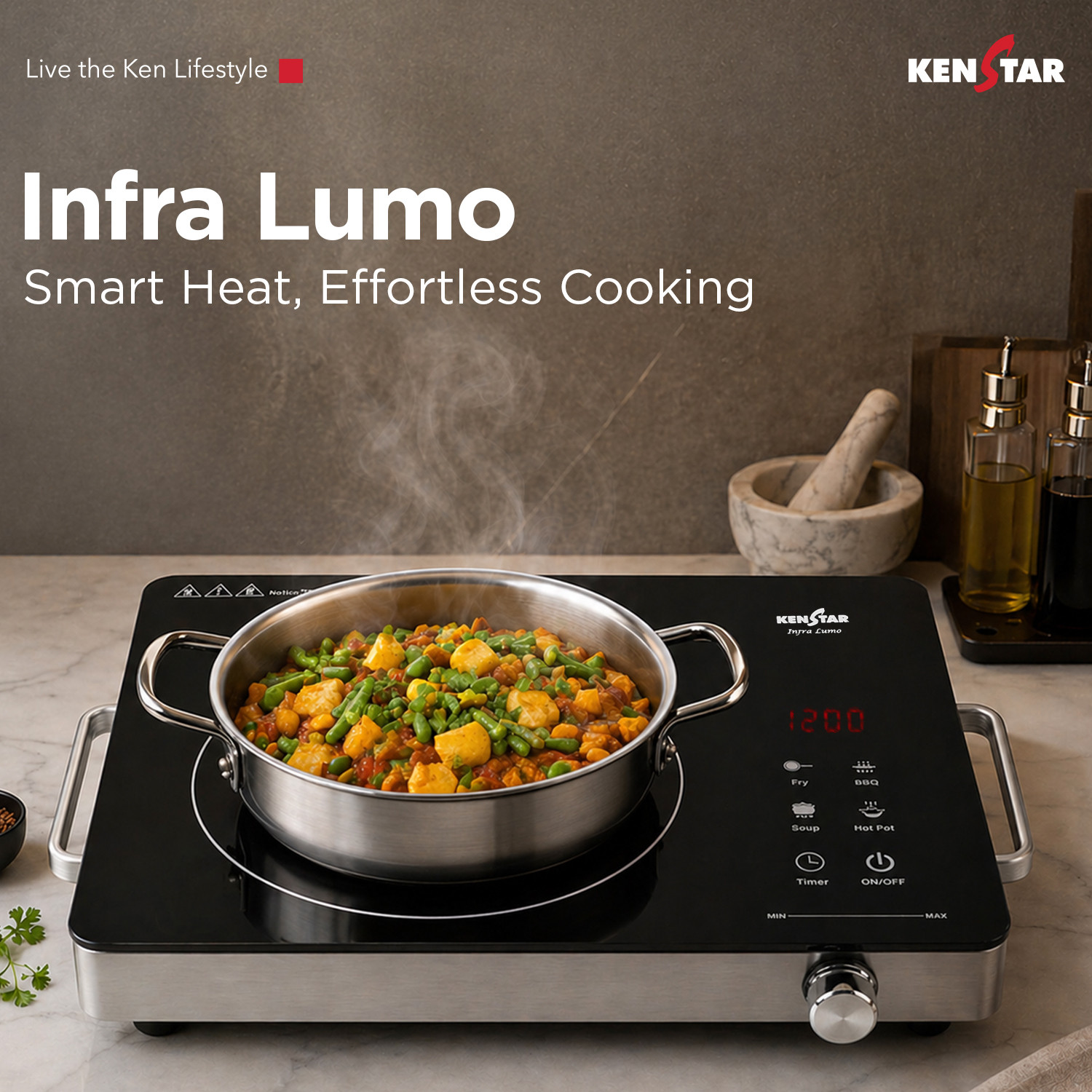 Image of Kenstar 2200 W Infrared Cooktop Touch Panel