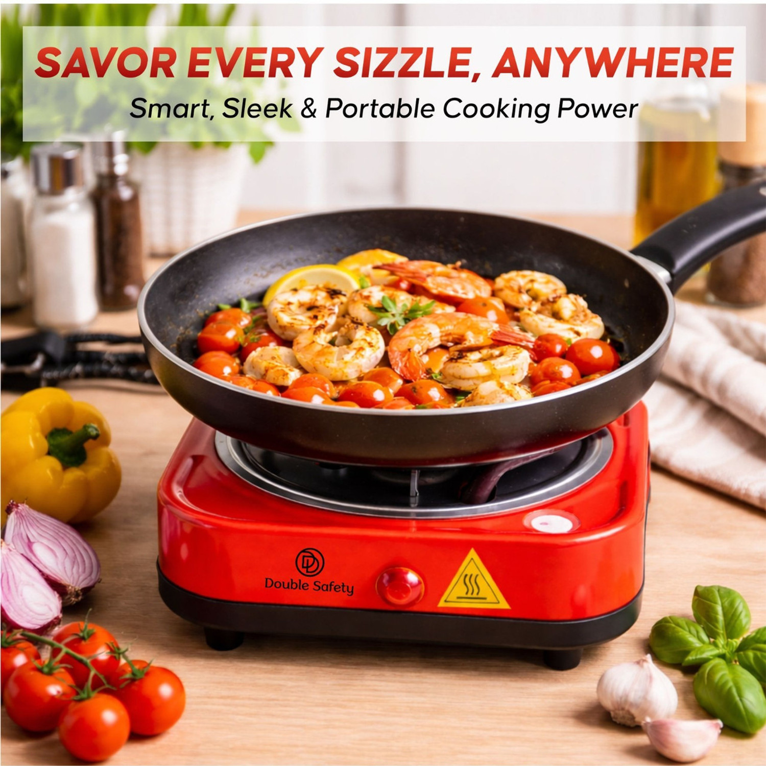 Image of Double Safety 1000 W Infrared Cooktop Jog Dial