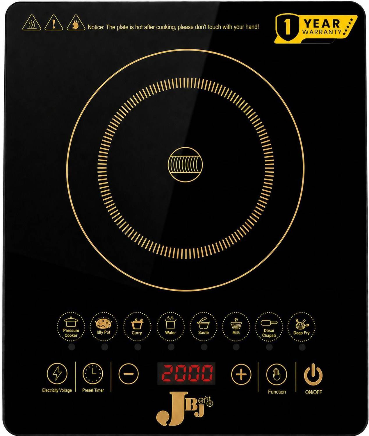 JBJ 2000 W Induction Cooktop Touch Panel (Black, M17)