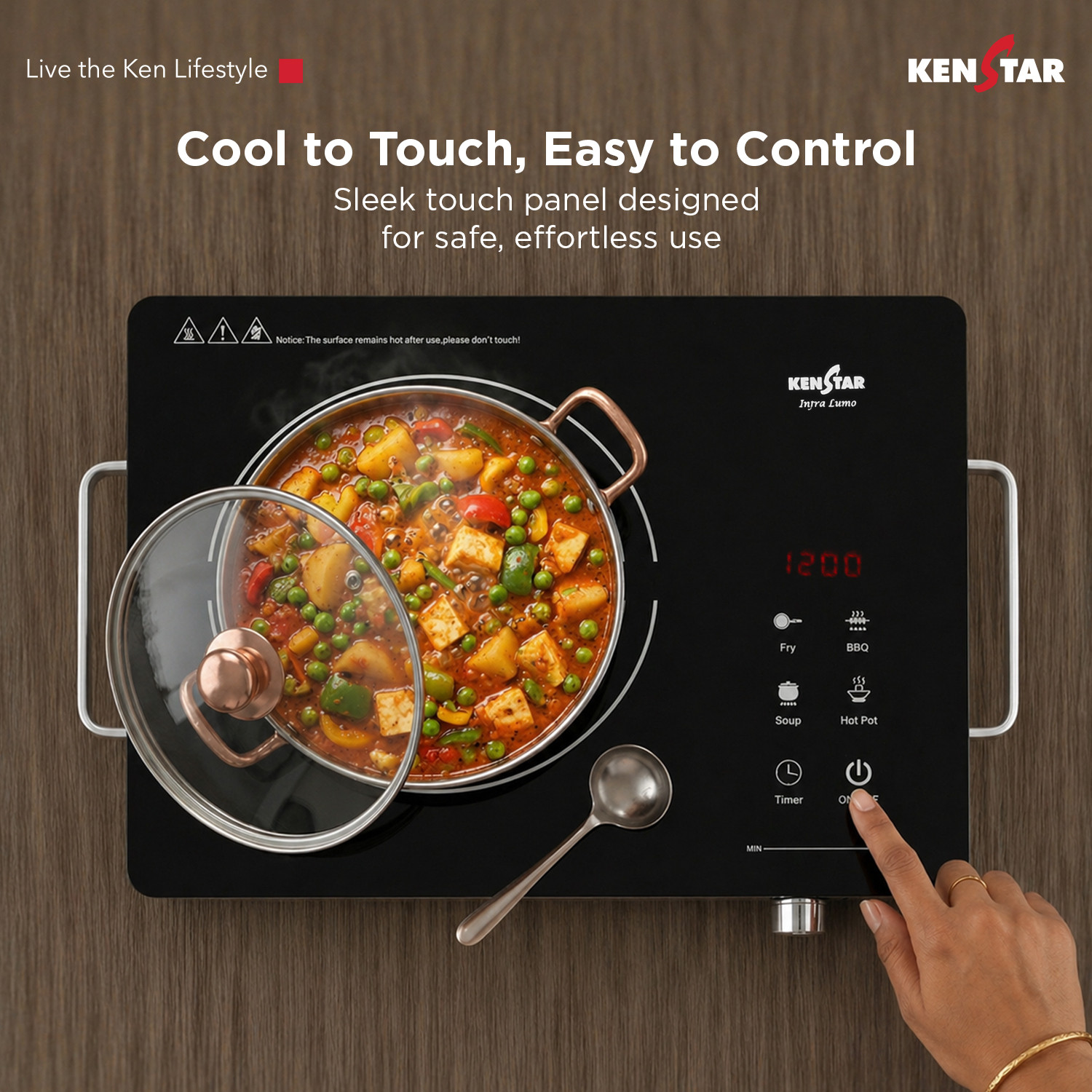 Image of Kenstar 2200 W Infrared Cooktop Touch Panel