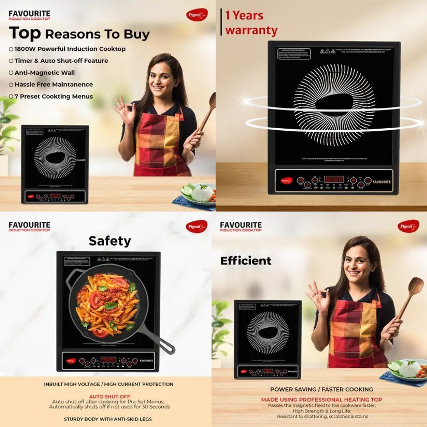Image of Pigeon 1800 W Induction Cooktop Push Button
