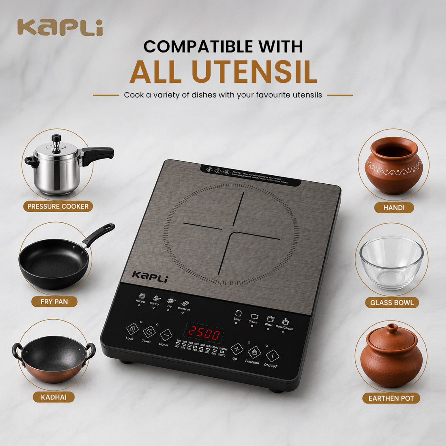 Image of KAPLI 2500 W Infrared Cooktop Touch Panel