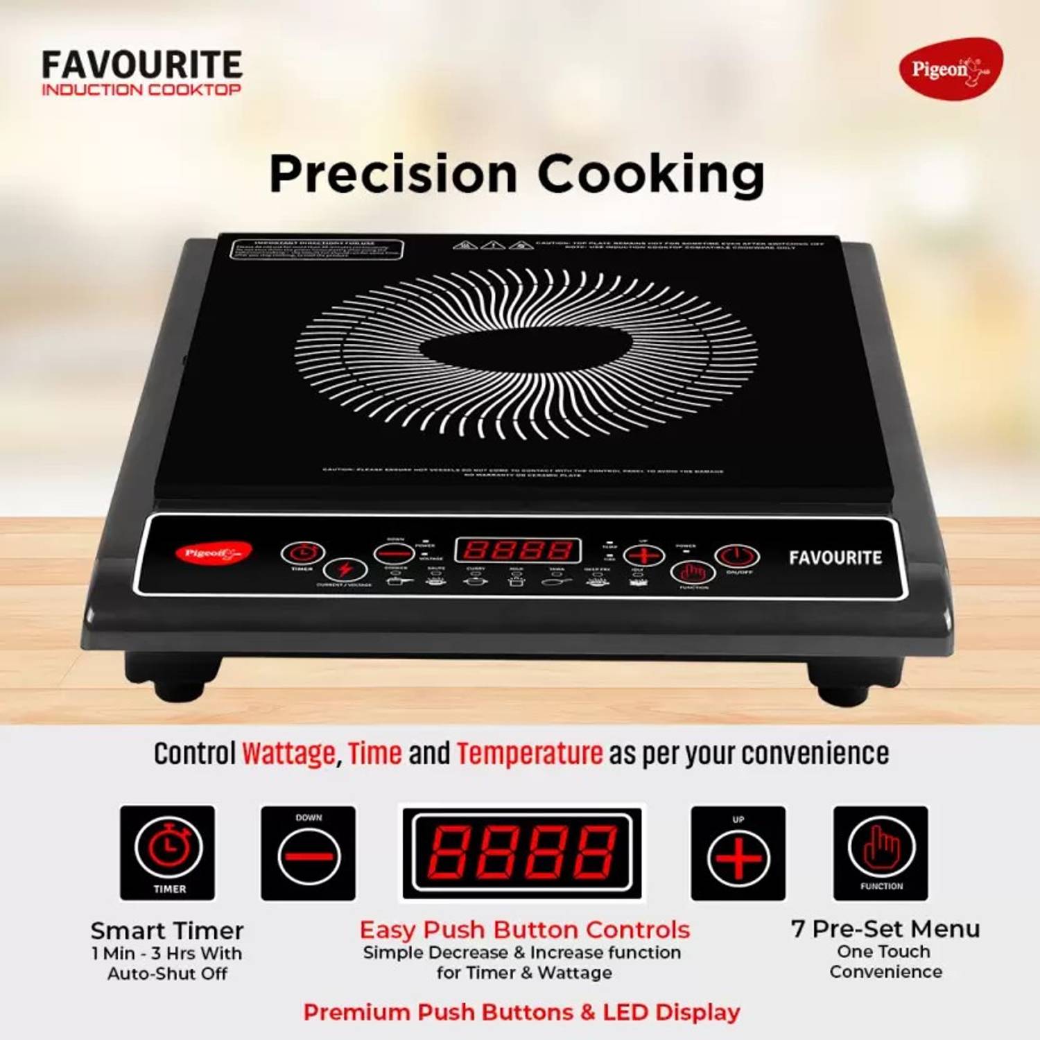 Pigeon 1800W Induction Cooktop Black - Image 4