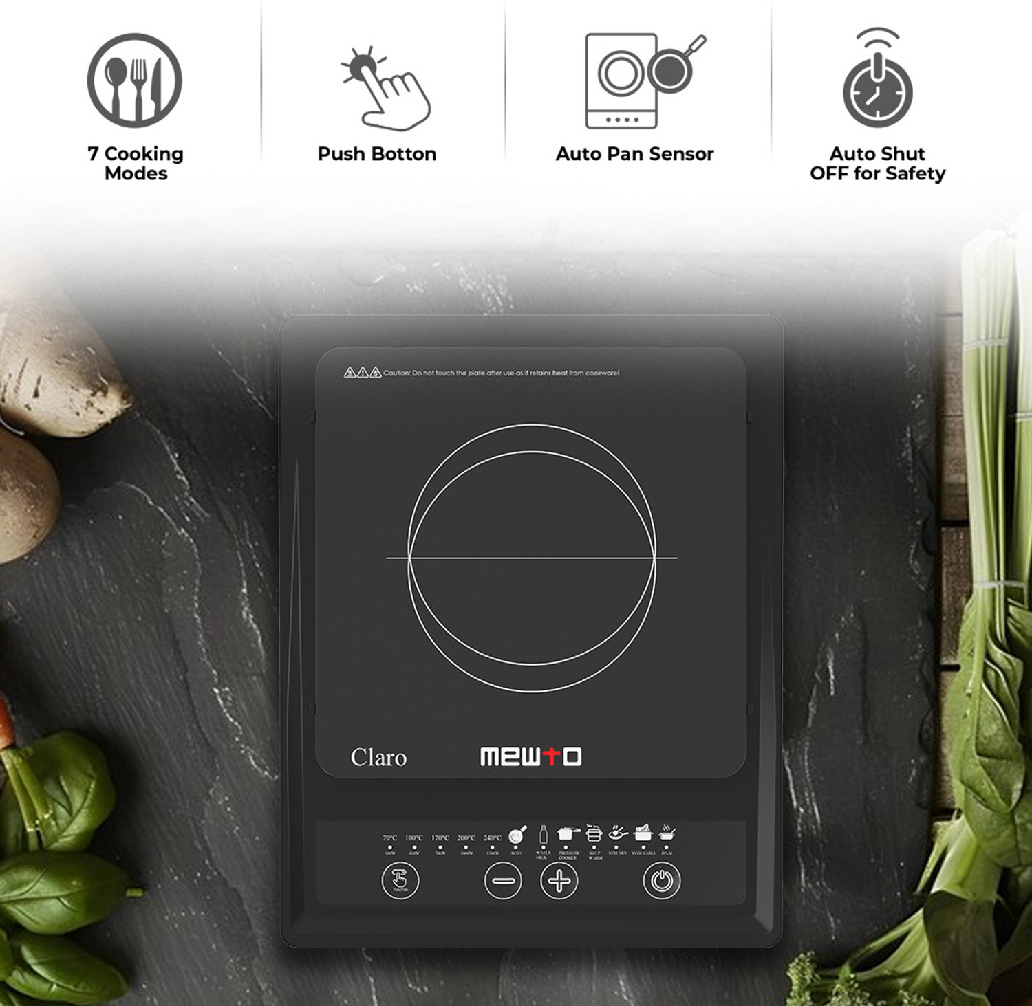 Image of MEWTO 1200 W Induction Cooktop Push Button
