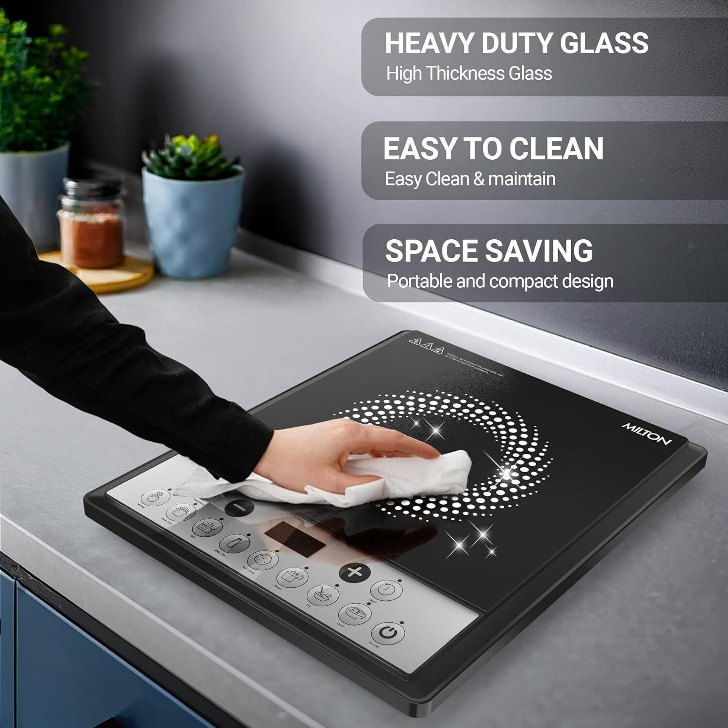 Image of MILTON 1200 W Induction Cooktop Push Button