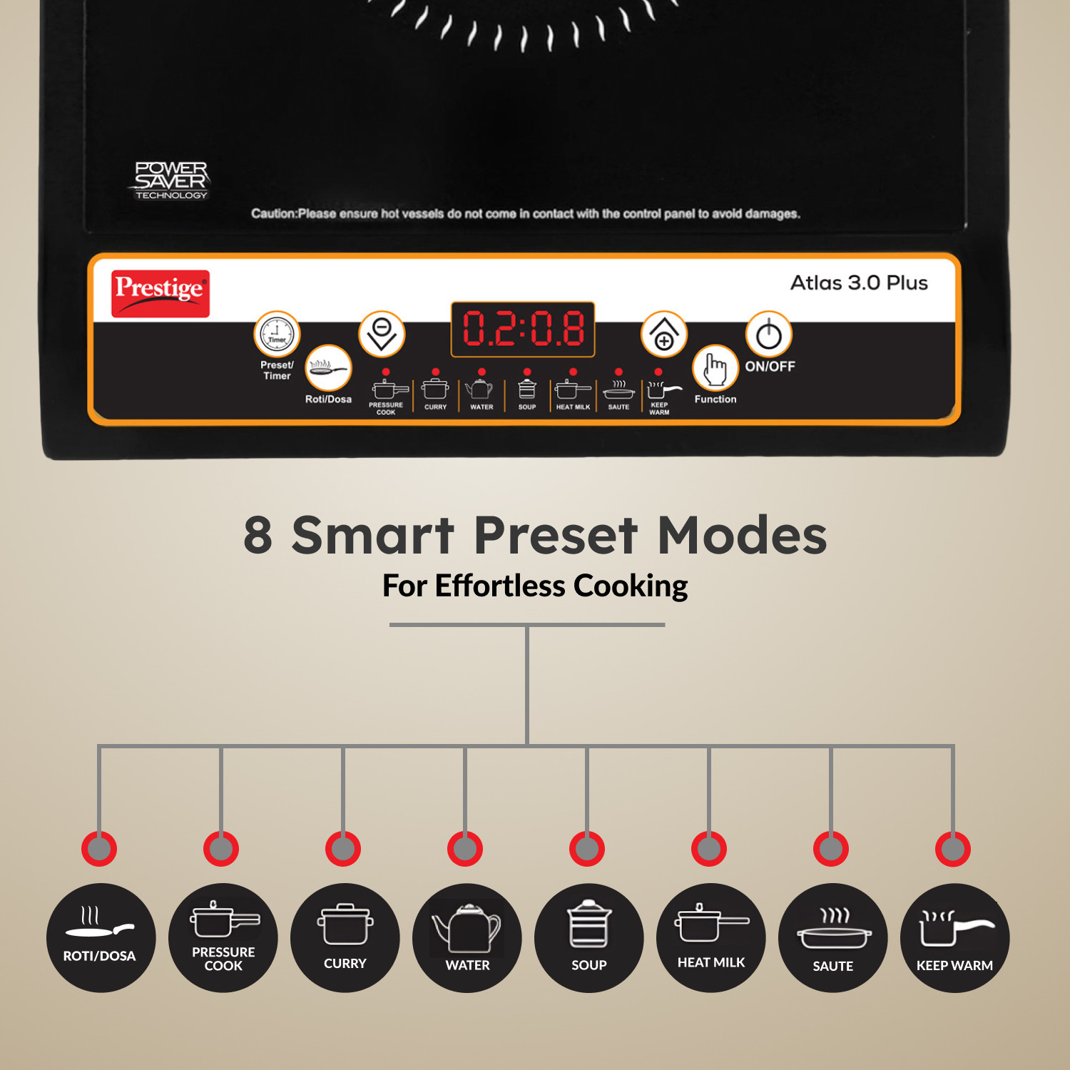 Image of Prestige 1600 W Induction Cooktop Push Button