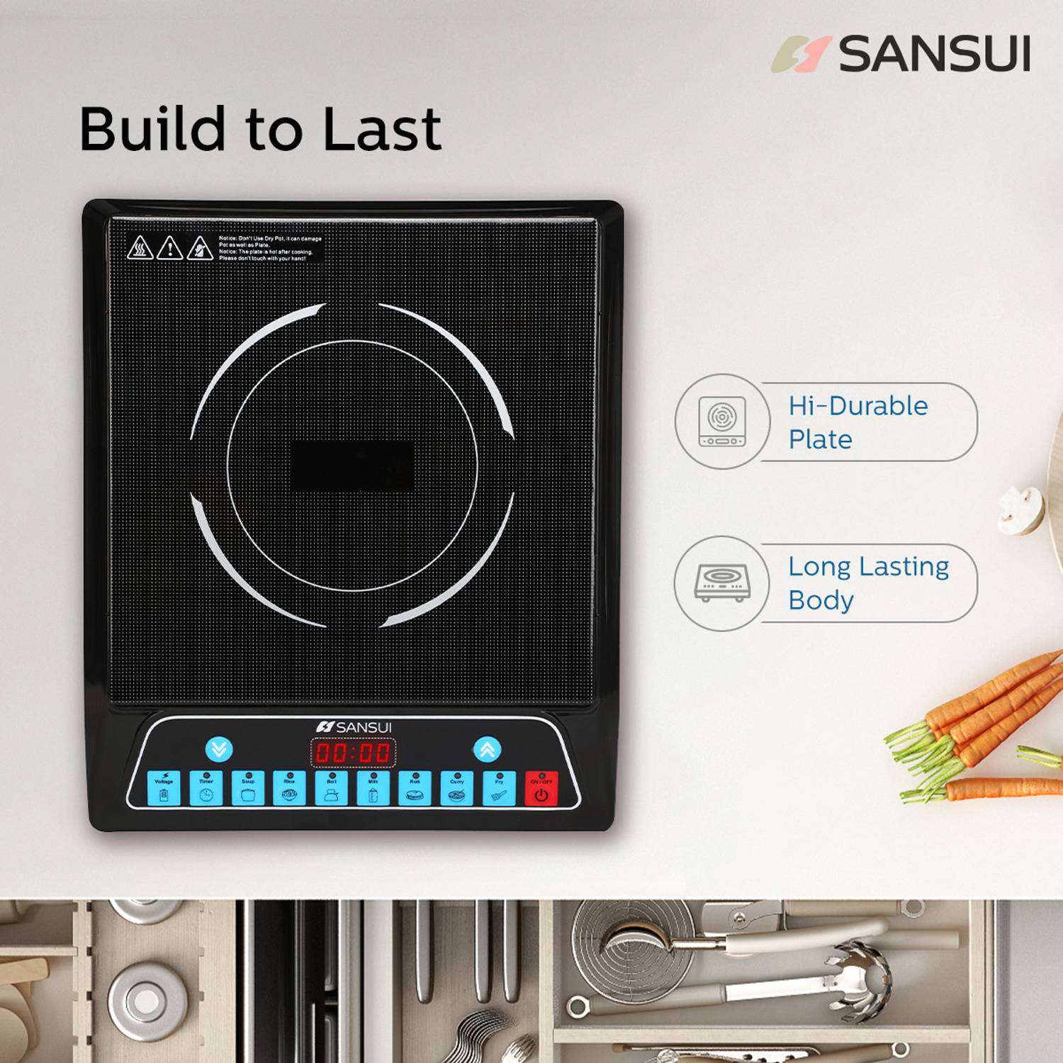 Sansui 1400W Black Induction Cooktop - Image 5
