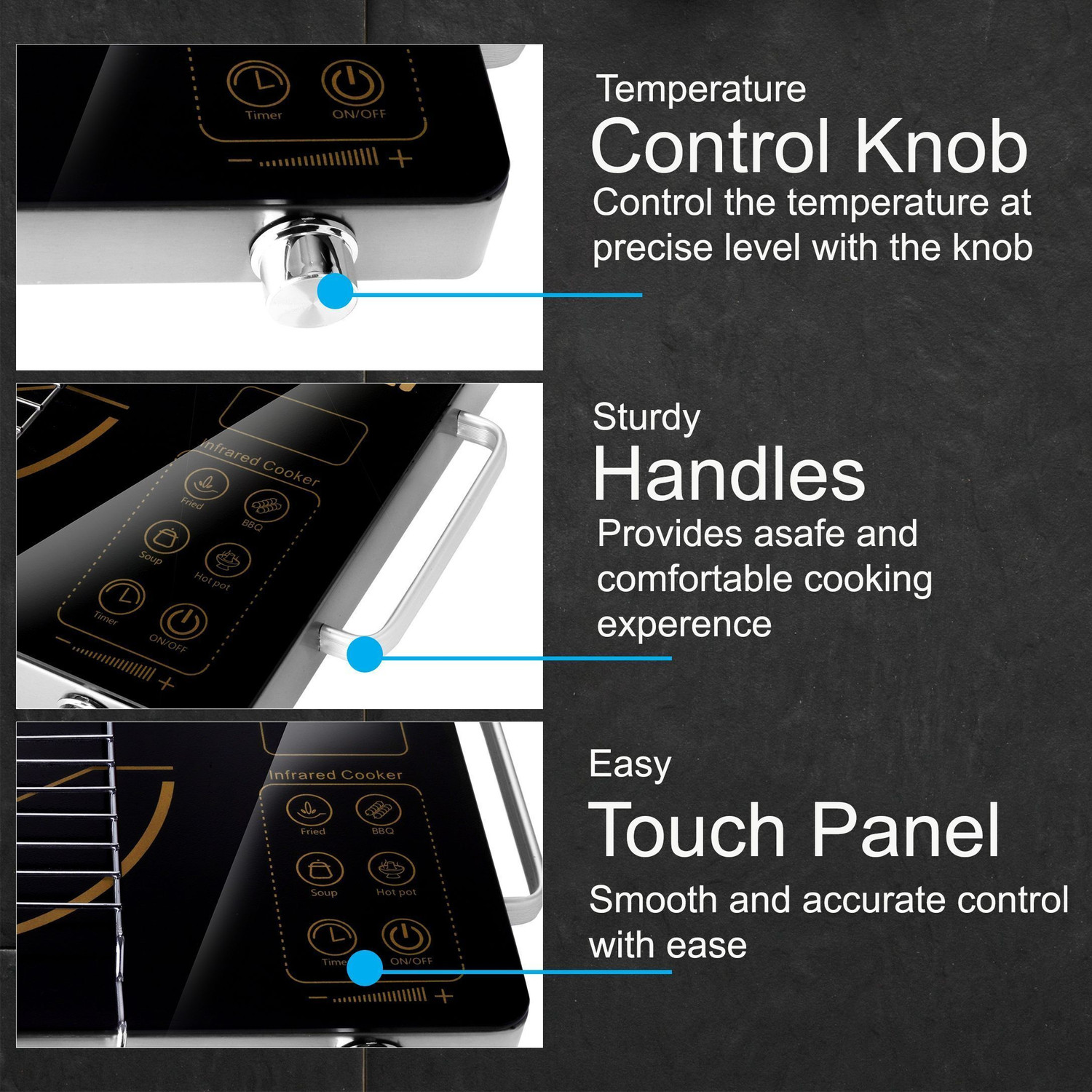 Image of KAPLI 2500 W Infrared Cooktop Touch Panel