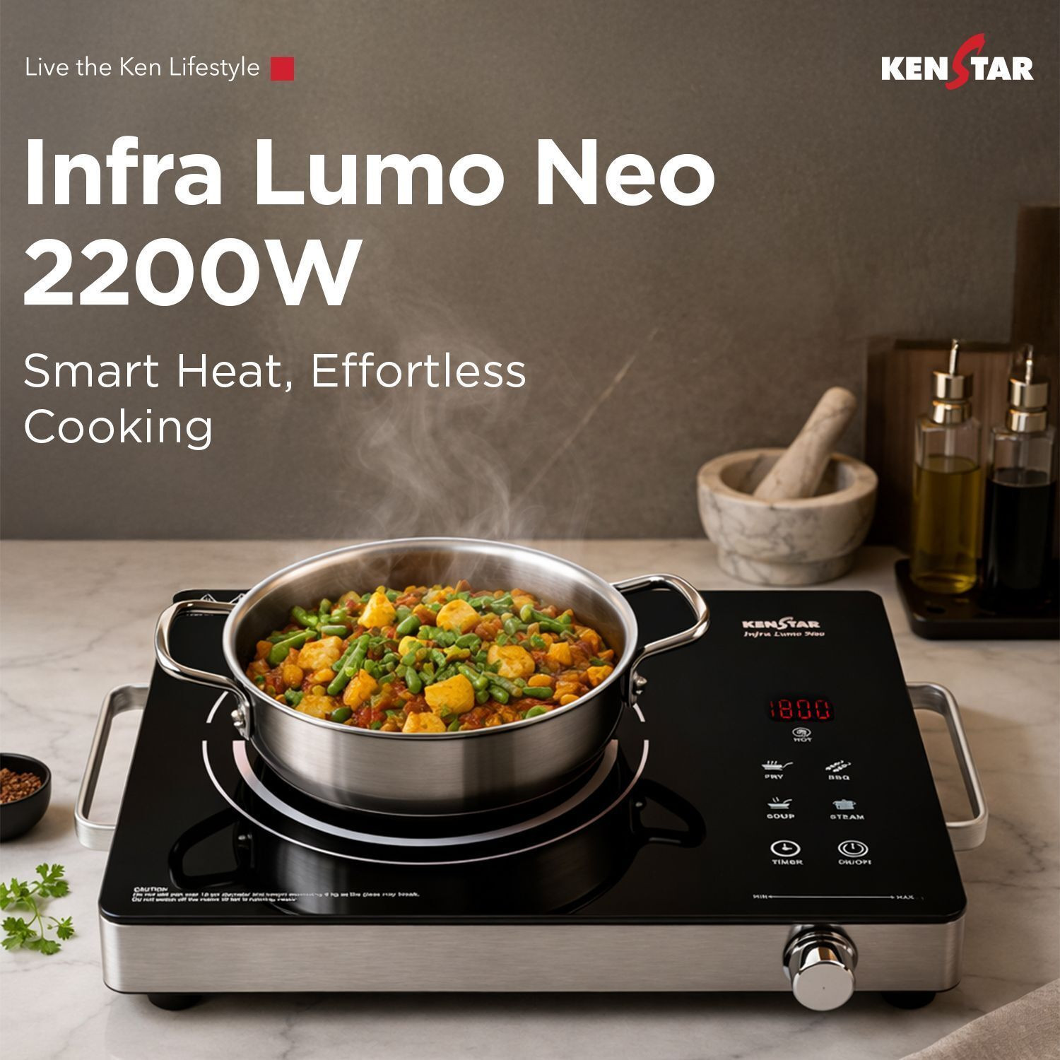 Image of Kenstar 2200 W Infrared Cooktop Touch Panel