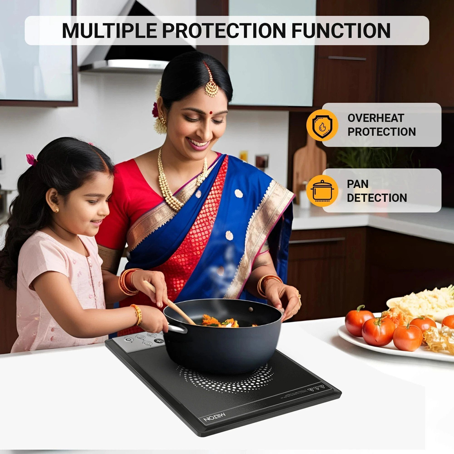 Image of MILTON 1600 W Induction Cooktop Touch Panel