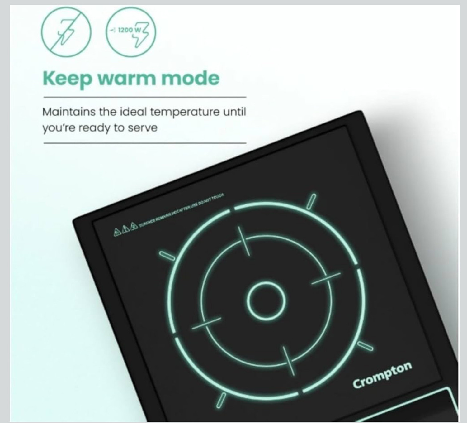 Image of Crompton 1200 W Induction Cooktop Push Button