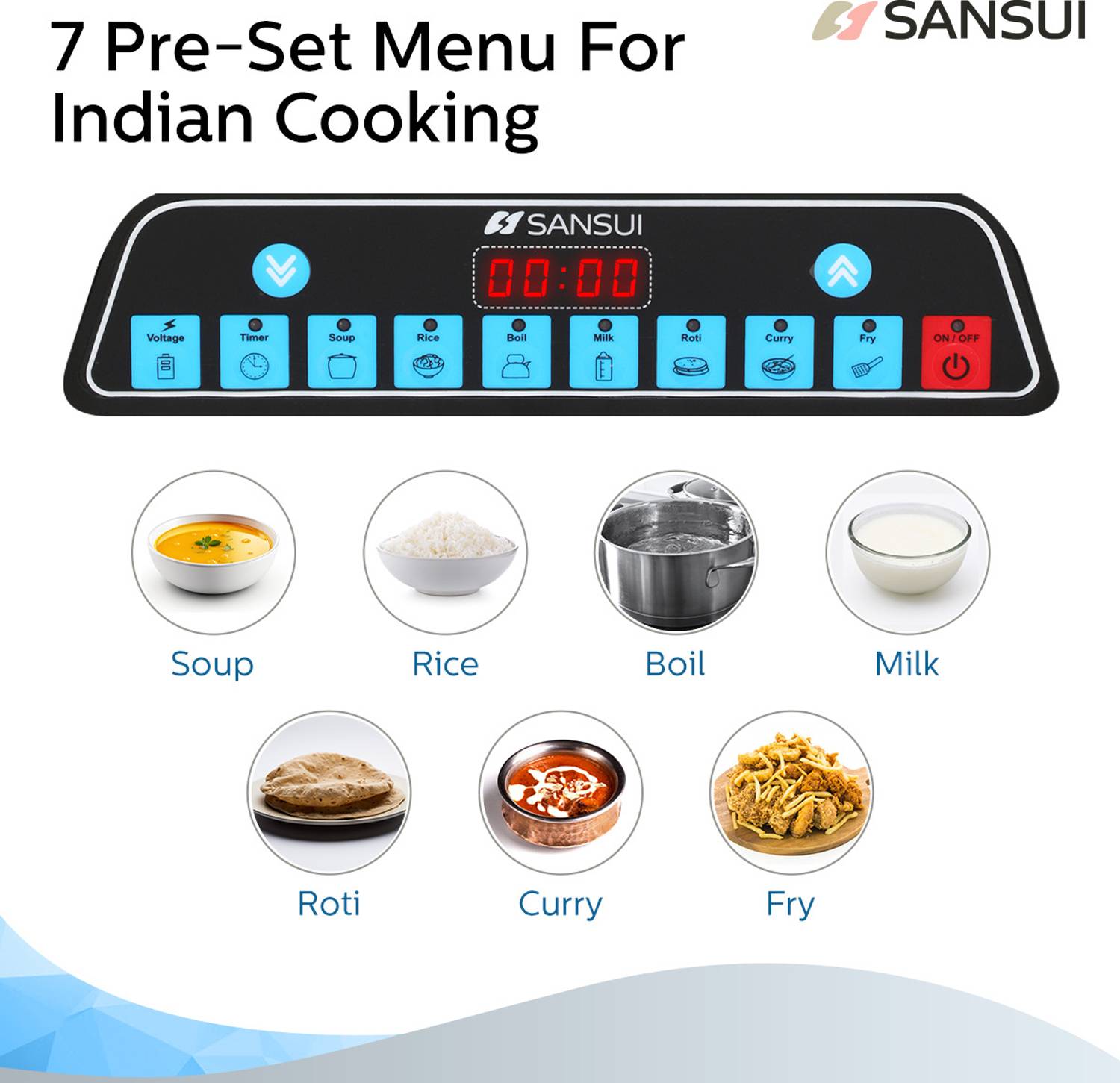 Sansui 1400W Black Induction Cooktop - Image 3