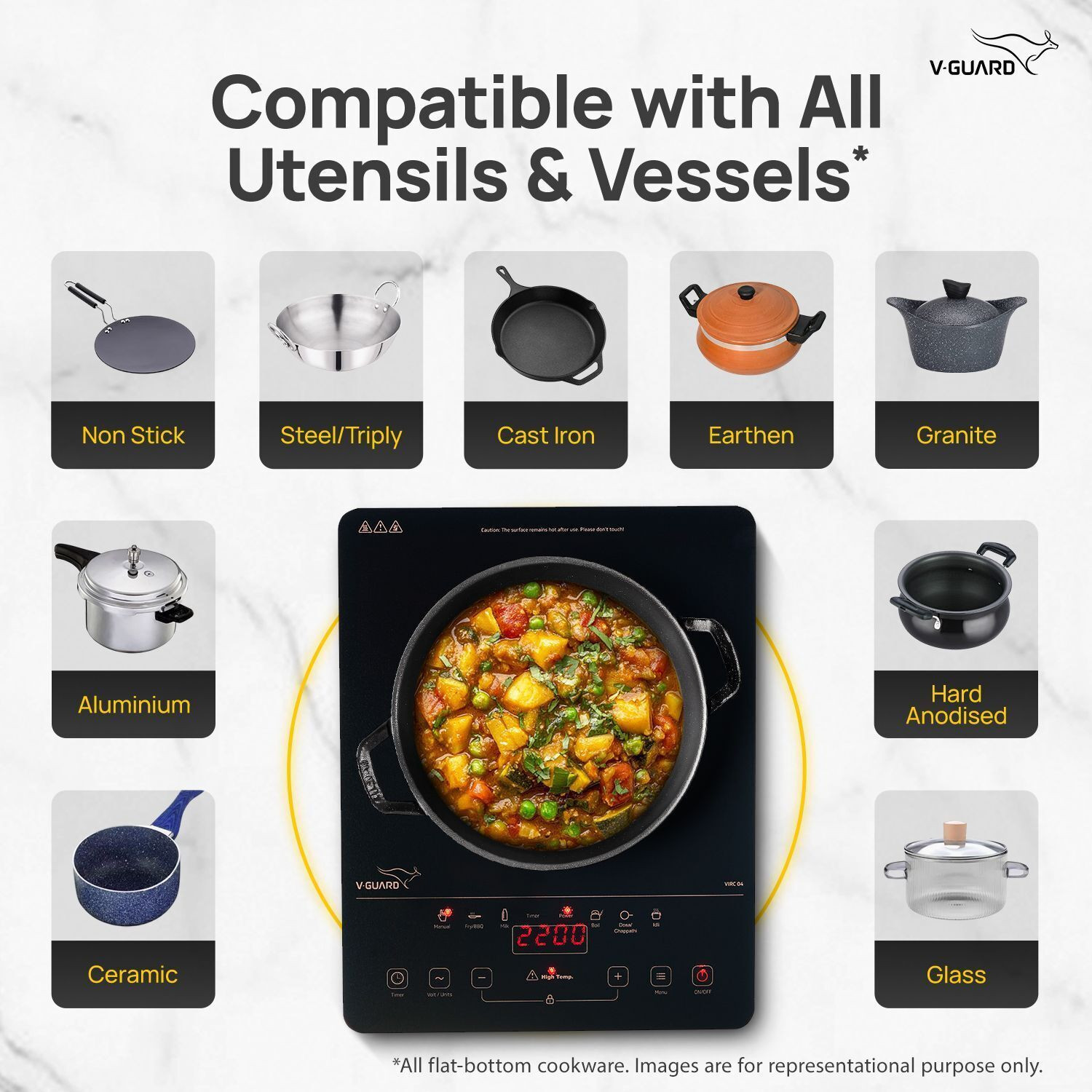 Image of V-Guard 2200 W Infrared Cooktop Touch Panel