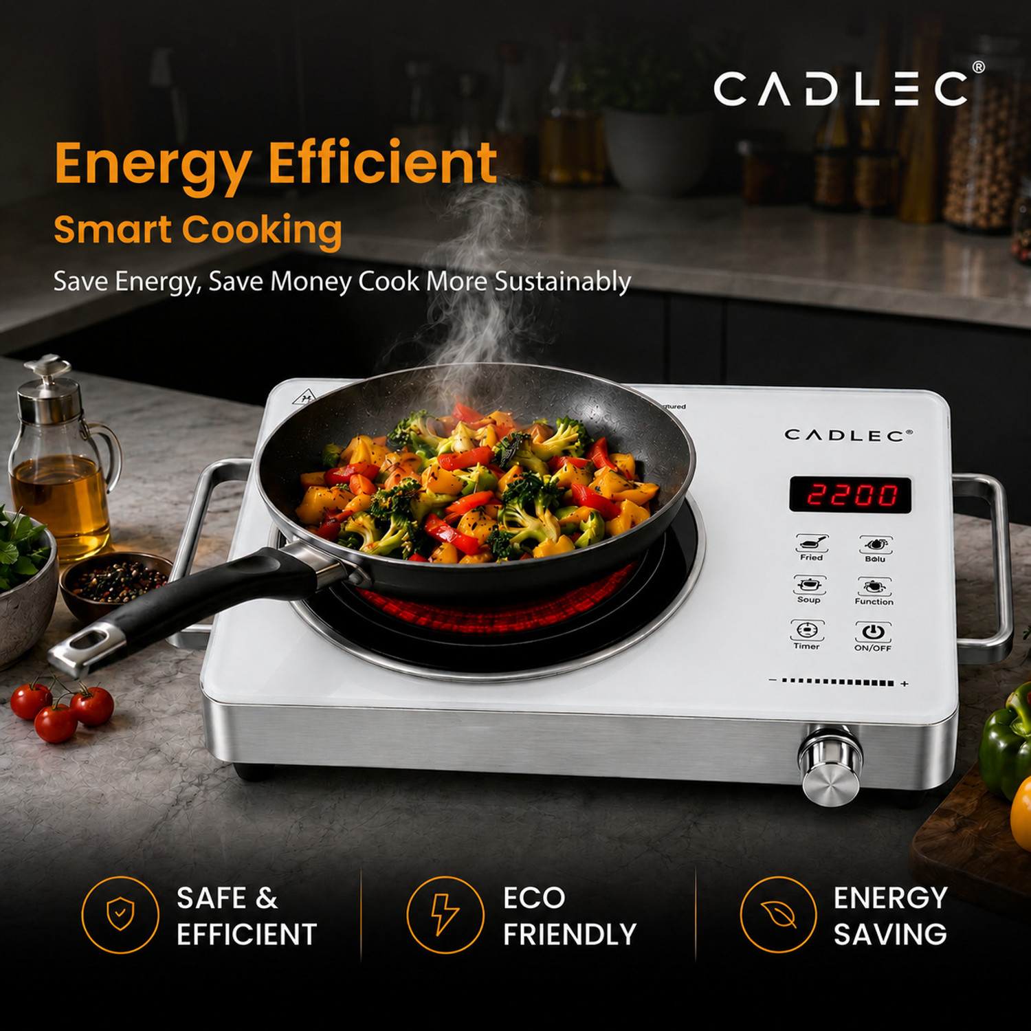Image of Cadlec 2201 W Infrared Cooktop Touch Panel