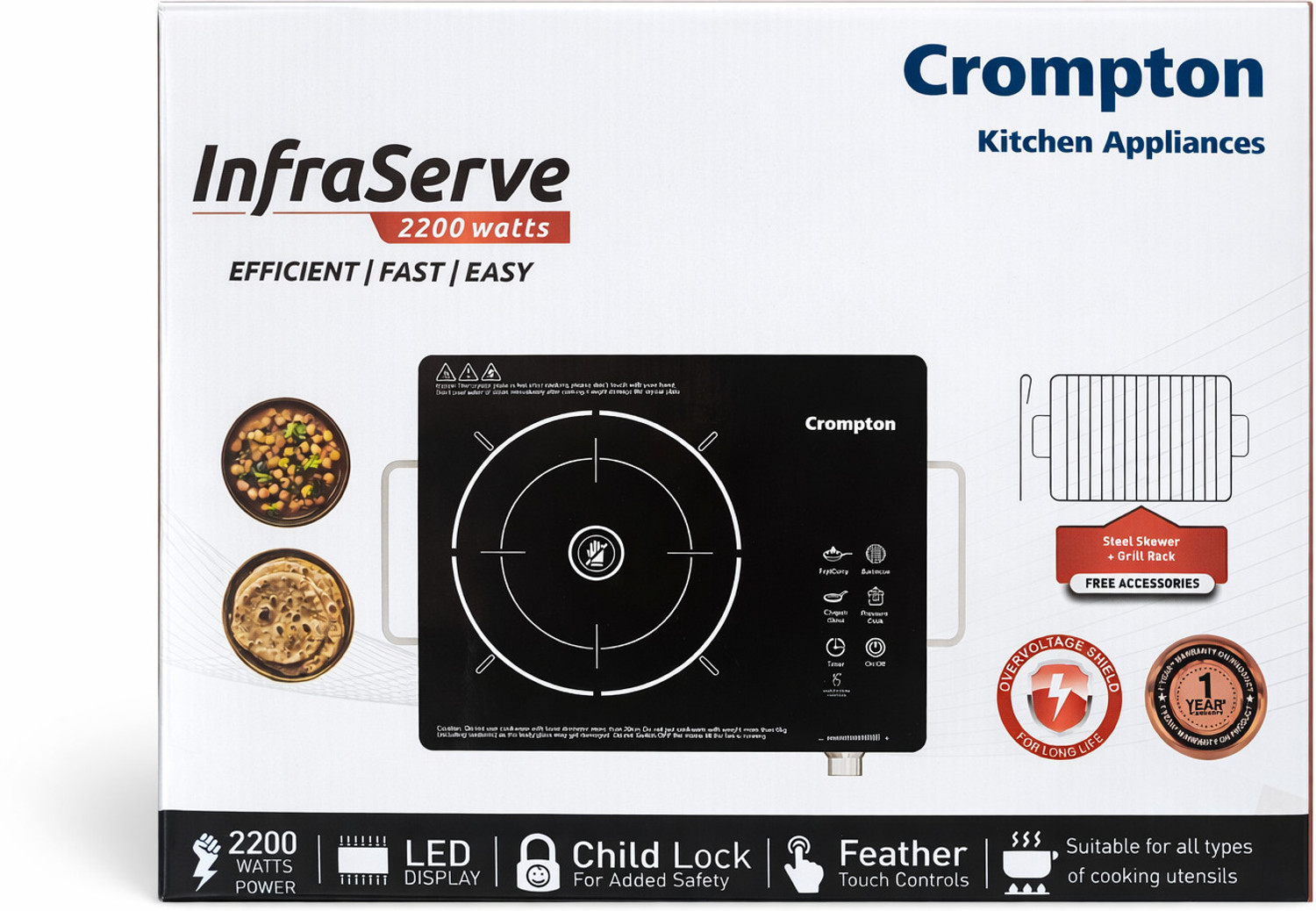 Image of Crompton 2200 W Infrared Cooktop Touch Panel