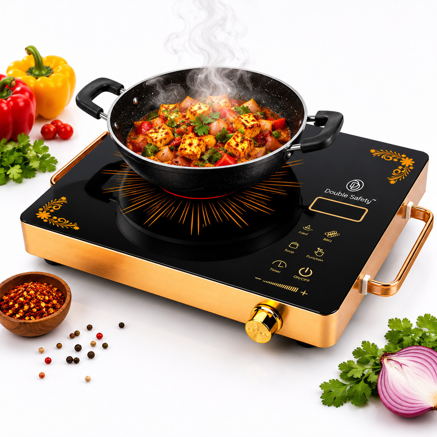 Image of Double Safety 2000 W Radiant Cooktop Touch Panel