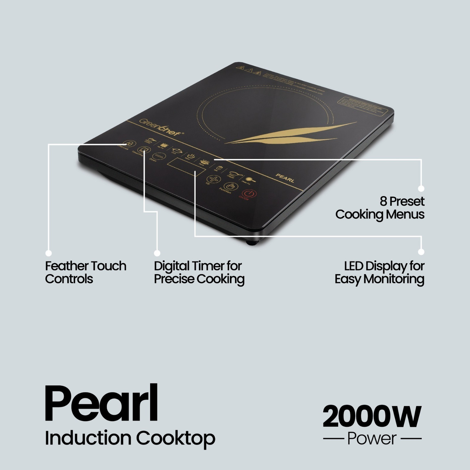 Image of Greenchef 2000 W Induction Cooktop Touch Panel