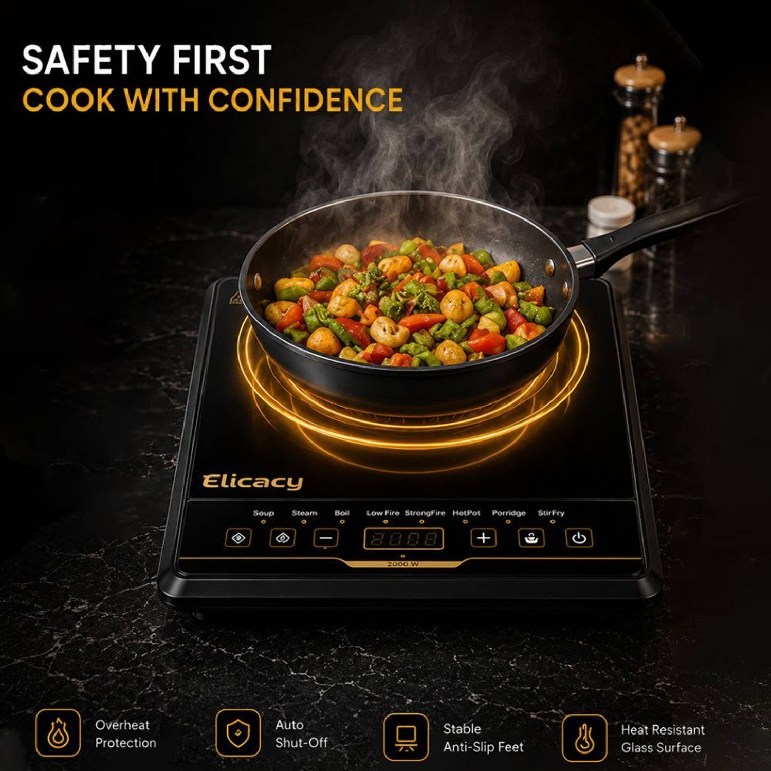Elicacy 2000W Induction Cooktop Push Button - Image 3