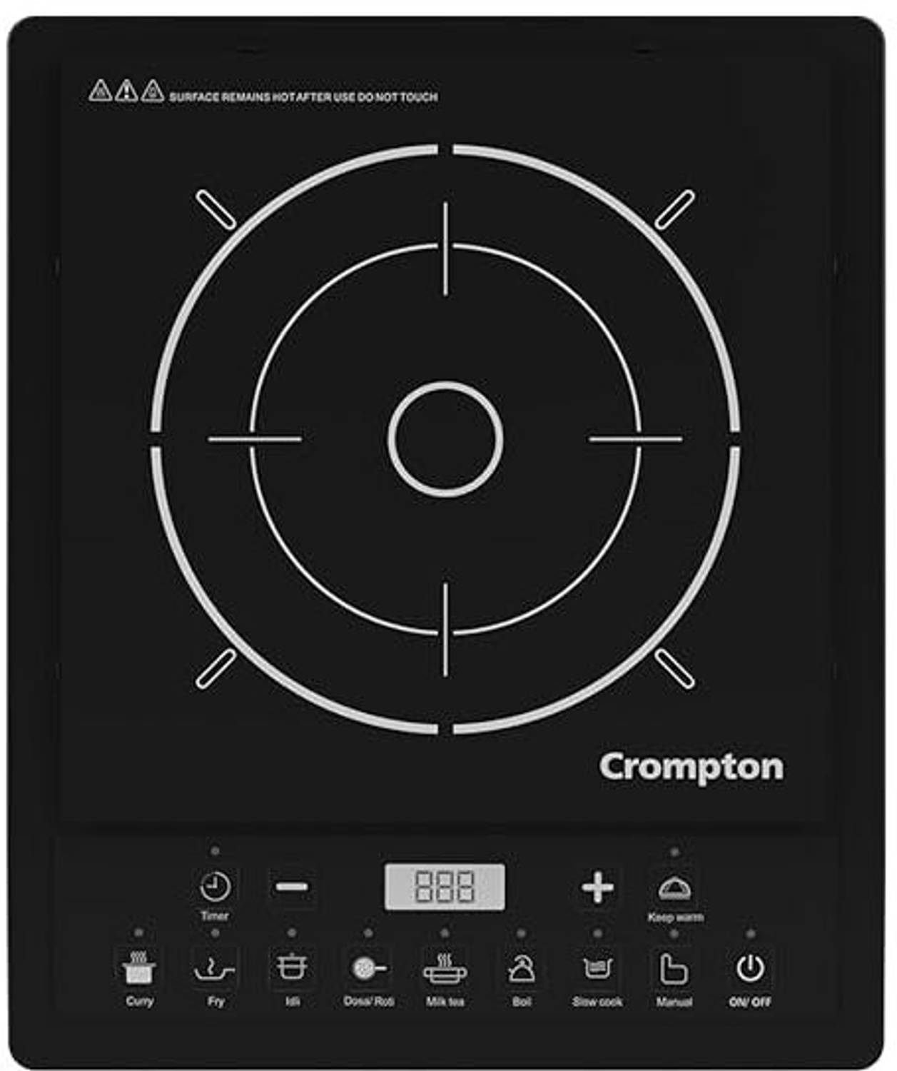 Crompton 1600 W Induction Cooktop Push Button (Black, Instaserve)