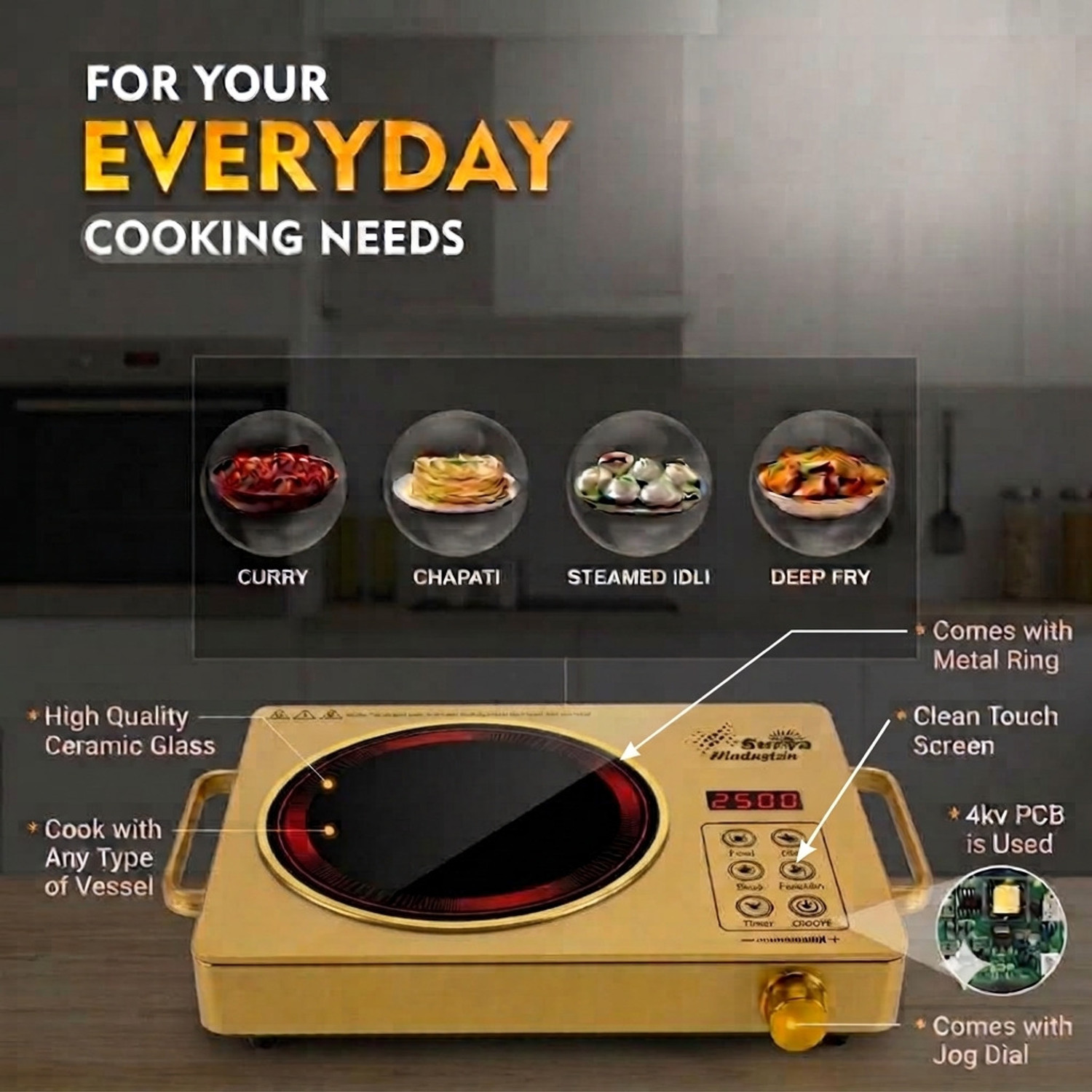 Image of Surya Hindustan 2500 W Infrared Cooktop Touch Panel