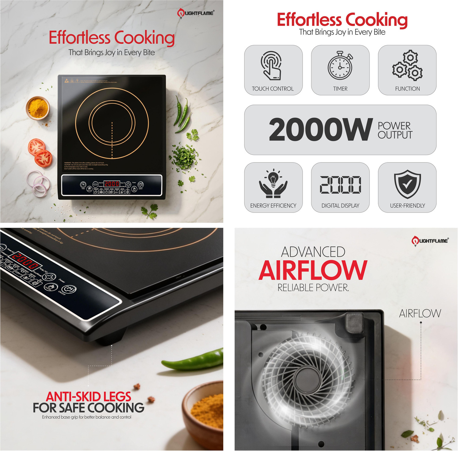 Image of LIGHTFLAME 2000 W Induction Cooktop Push Button