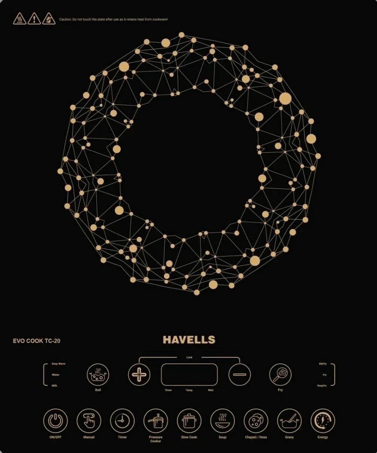 HAVELLS 2000 W Induction Cooktop Touch Panel (Black, PB20)