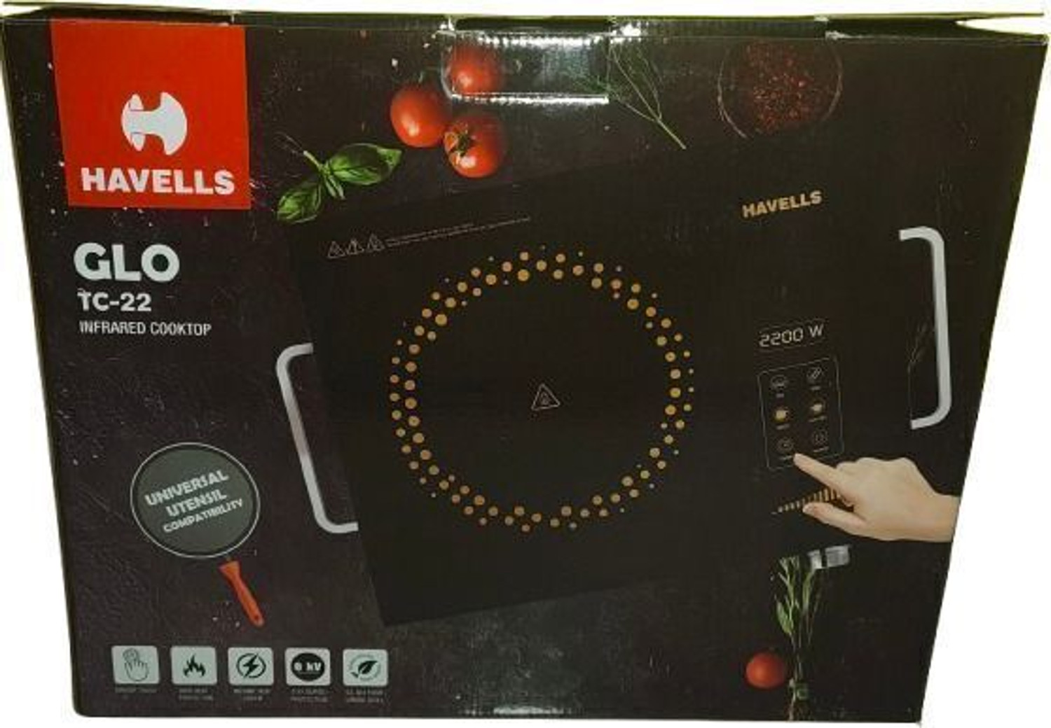 Image of HAVELLS 2200 W Infrared Cooktop Touch Panel, Jog Dial