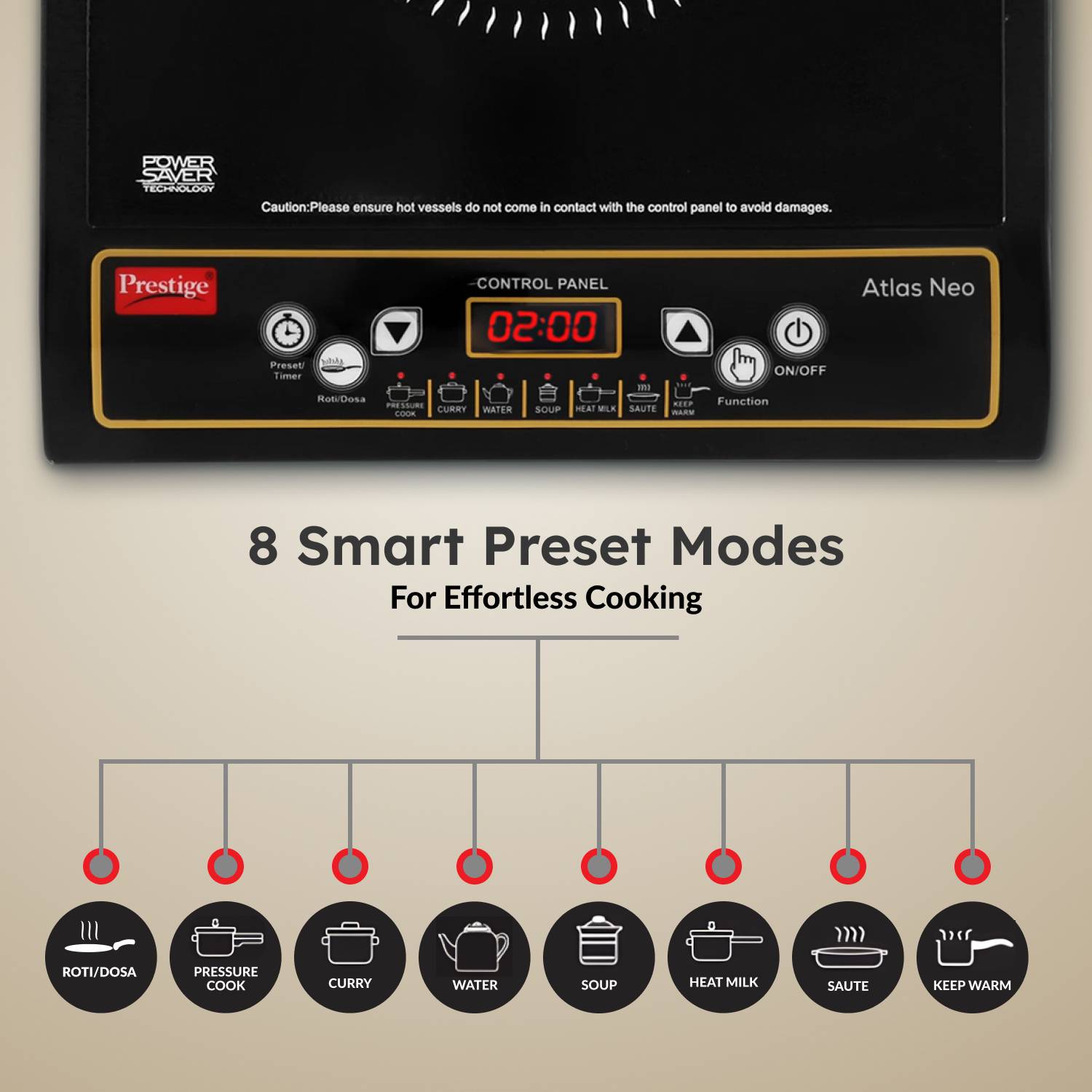 Prestige 1200W Induction Cooktop Black - Image 3