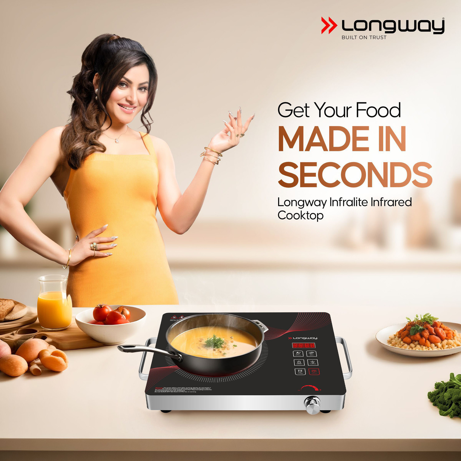 Image of Longway 2200 W Induction Cooktop Touch Panel, Push Button