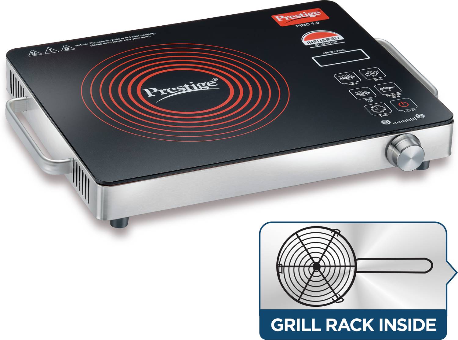 Prestige 2200W Infrared Cooktop, Black - Image 1