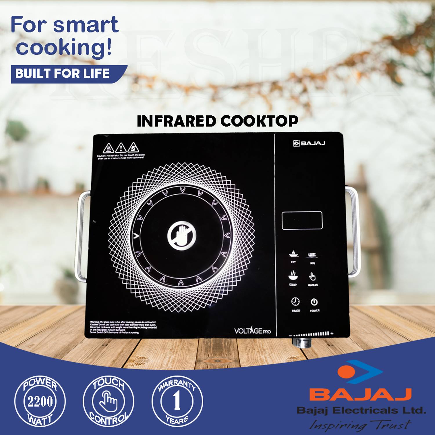 BAJAJ 2200 W Radiant Cooktop, Jog Dial, Touch Panel - Image 2