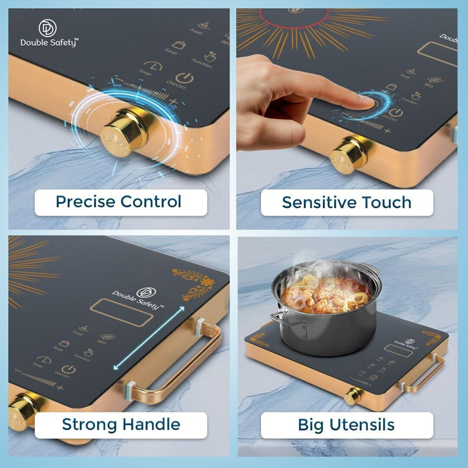Image of Double Safety 2000 W Radiant Cooktop Touch Panel