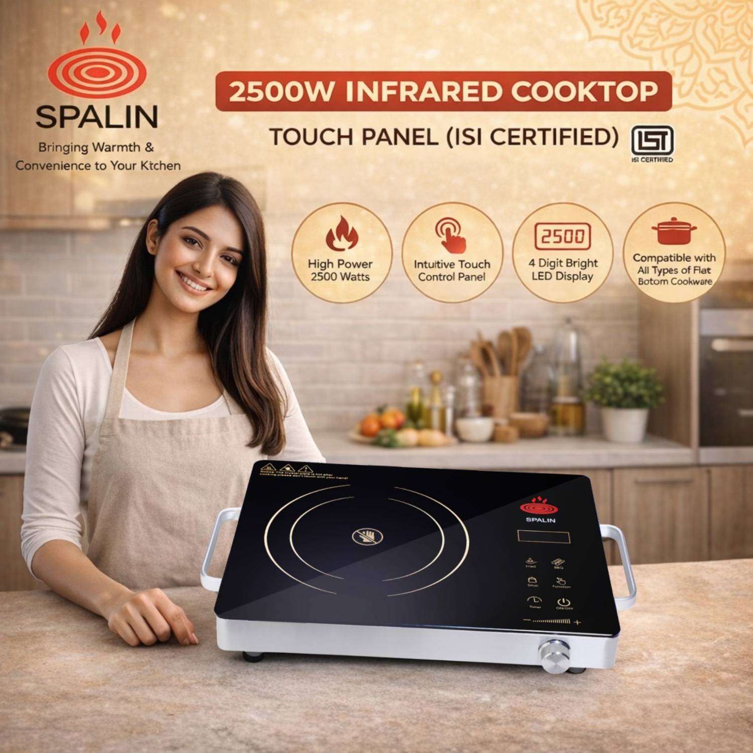 Spalin 2500 W Infrared Cooktop Touch Panel (Black, NEW MODEL INFR