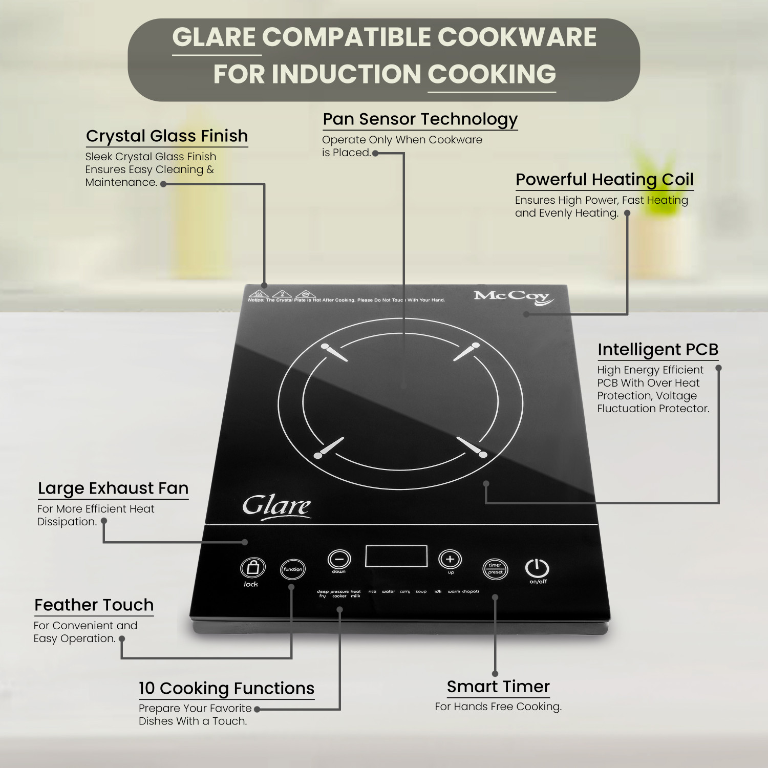 Image of Mccoy 2000 W Induction Cooktop Touch Panel