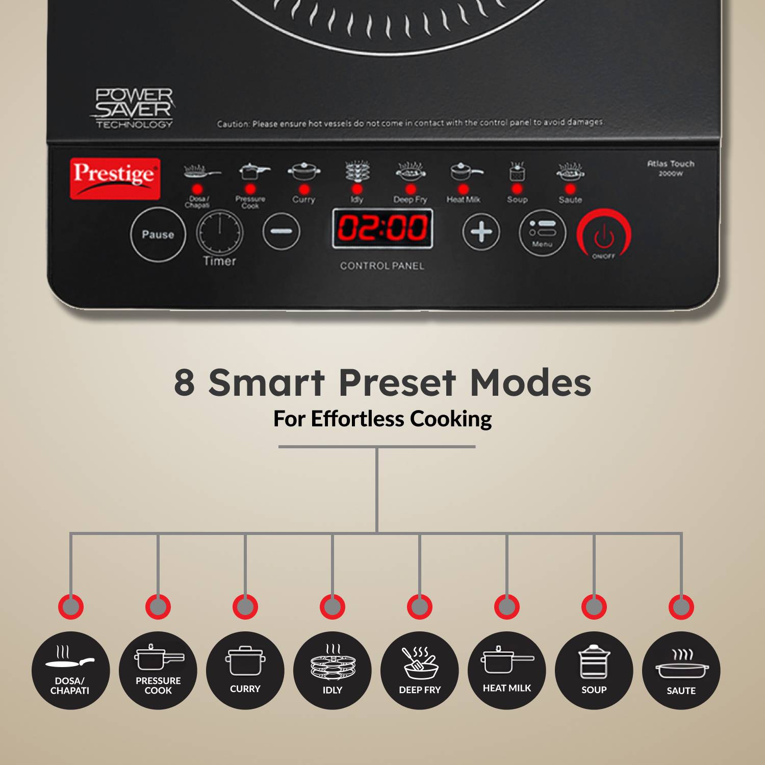 Prestige 2000W Induction Cooktop Black - Image 3